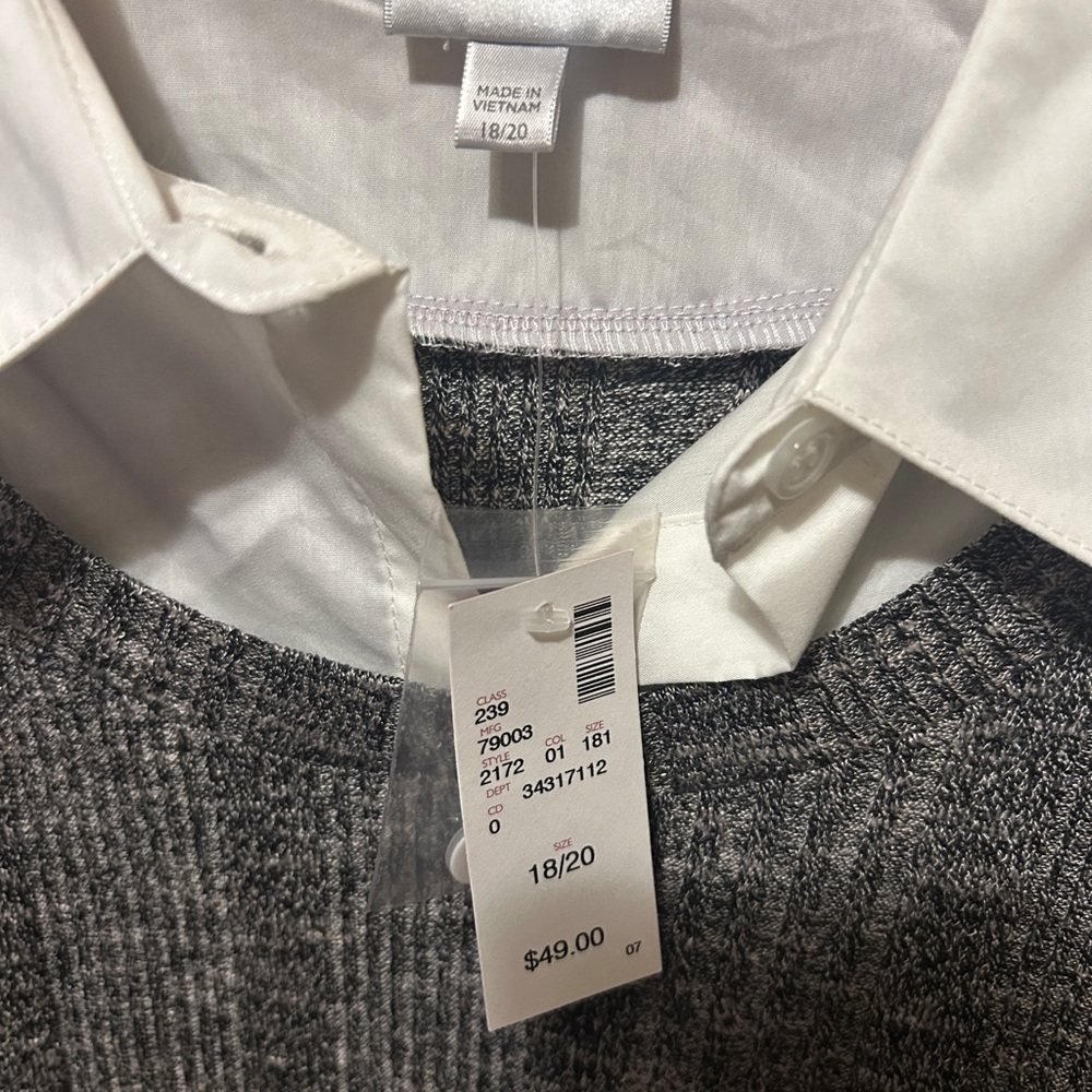Avenue Gray and White Layered Top 18/20 - Picture 4 of 4